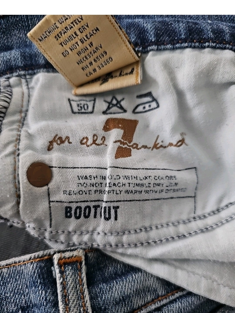 7 For All Mankind Blue Low-Rise Bootcut Jeans - Picture 4 of 5